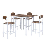 Farmhouse 5-piece Counter Height Drop Leaf Dining Table Set with Dining Chairs for 4,White Frame + Rustic Brown Tabletop