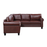 Brown Mid-Century Sectional Corner Sofa L-shape