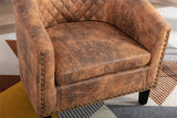 COOLMORE accent Barrel chair living room chair with nailheads and solid wood legs  Light  Coffee microfiber fabric