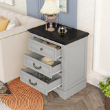 Nightstand with 3 Drawers and USB Charging Ports