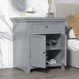 Modern Nightstand with Slide Drawer and Flip Cabinet，Gray