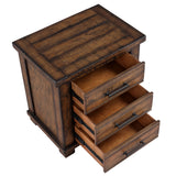 Rustic Three Drawer Reclaimed Solid Wood Nightstand