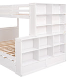 Twin over Full Bunk Bed with Trundle and Shelves