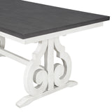 6-Piece Wooden Dining Table Set, Farmhouse Rectangular Dining Table, Four Chairs with Exquisitely Designed Hollow Chair Back and Bench for Home Dining Room