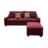 Red Sectional Sofa & 2 Pillows in Red Linen