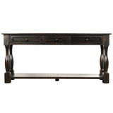 TREXM Console Table 64" Long Extra-thick Sofa Table with Drawers and Shelf for Entryway, Hallway, Living Room (Distressed Black)