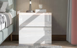 Nightstand with 2 Drawers, USB Charging Ports, Wireless Charging and Remote Control LED Light-White