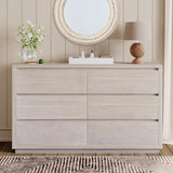 Modern Style Wood Veneer 6-Drawer Dresser for Bedroom, Living Room, Stone Gray