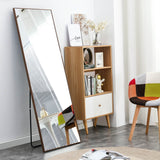Brown Solid Wood Frame Full-length Mirror, Dressing Mirror, Bedroom Home Porch, Decorative Mirror, Clothing Store, Floor Mounted Large Mirror, Wall Mounted.65"*23"