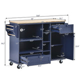 Kitchen Island Cart with Storage Cabinet and Two Locking Wheels, Solid wood desktop, Microwave cabinet