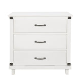 Modern Bedroom Nightstand with 3 Drawers Storage , White