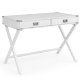 White Computer Desk with Storage, Sturdy Table for home office