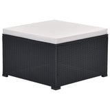 5-Piece Patio Rattan PE Wicker Furniture Corner Sofa Set, with 2 Sofa chairs, 1 Corner chair, 1 ottoman and 1 glass coffee table, Sectional Sofa Chair, Seating, Lying(Black Wicker, Beige Cushion)