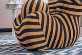 Barrel Chair with Ottoman, Stripe Chair for Living Room (3 Colors, 2 Size), Black & Yellow Stripe