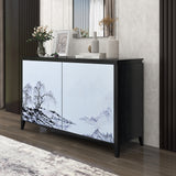 Modern Sideboard Buffet Storage Cabinet with 2 Decorative Doors, 2 Drawers and 4 shelves for Living room, Entryway