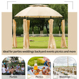 Outdoor Gazebo Steel Fabric Round Soft Top Gazebo Outdoor Patio Dome Gazebo with Removable Curtains