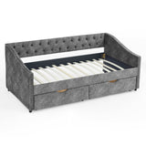 Twin Size Daybed with Drawers Upholstered Tufted Sofa Bed