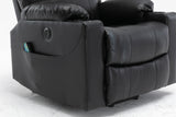 Leather Electric Lift Recliner for the Elderly with Massage and Heat, Power Lift Chair, with Breathable microporous Leather, USB Ports, 2 Cup Holders, Sofa suitable for living room&bed room, Black
