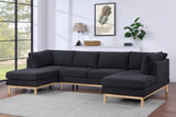 Black Sherpa Wide Double Chaise U-Shape Sectional Sofa