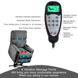 Oris Fur. Power Lift Chair with Massage and Heating Function Soft Fabric Upholstery Recliner for Living Room  (New SKU for PP192721AAE)