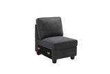Jocelyn Dark Gray Woven 6Pc Modular L-Shape Sectional Sofa with Ottoman