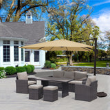 6-Piece Outdoor PE Rattan Sofa Set Patio Garden Wicker Dining and Coffee Sofa-Dark Brown