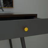 Desk 47" with 3 Drawers |Modern Mid Century Desk for Home Office (Walnut + Dark Grey)