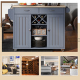Kitchen Island Cart with Two Storage Cabinets - wine Rack, Two Drawers - Spice Rack