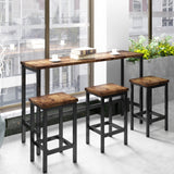 Counter Height Extra Long Dining Table Set with 3 Stools Pub Kitchen Set Side Table