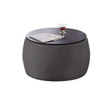 End Table with Storage, Round Accent Side Table with Removable Top for Living Room, Bedroom,Grey