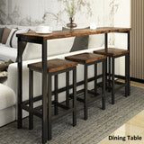 Counter Height Extra Long Dining Table Set with 3 Stools Pub Kitchen Set Side Table