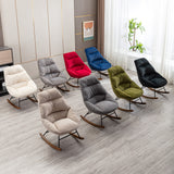 Tufted Upholstered Padded Seat Rocking Chair-Boucle Beige