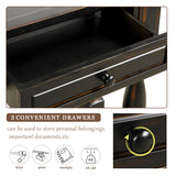 TREXM Console Table 64" Long Extra-thick Sofa Table with Drawers and Shelf for Entryway, Hallway, Living Room (Distressed Black)