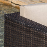 Lorita Outdoor 5-piece Dark Brown Wicker Sectional Sofa Set with Beige Cushions