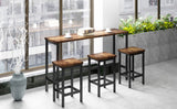 Counter Height Extra Long Dining Table Set with 3 Stools Pub Kitchen Set Side Table