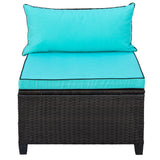 Wicker Rattan Patio Set, Sectional Outdoor Furniture Set with Cushions and Accent Pillows