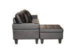 Sectional Sofa Set for Living Room with L Shape  Chaise Lounge ,cup holder and  Left or Right Hand Chaise  Modern 4 Seat (BLACK)