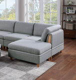 Light Grey Sectional with 2 Ottomans