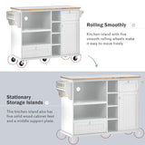 Kitchen Island Cart with Storage Cabinet and Two Locking Wheels ,Solid wood desktop, Microwave cabinet