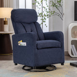 Navy Blue Fabric Swivel Rocking Chair