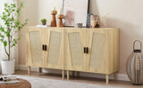 JHX Kitchen storage cabinets with rattan decorative doors, buffets, wine cabinets, dining rooms, hallways, cabinet console tables, （Natural，31.5''LX 15.8''WX 34.6"H）.