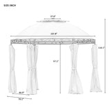 Outdoor Gazebo Steel Fabric Round Soft Top Gazebo Outdoor Patio Dome Gazebo with Removable Curtains