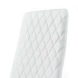 White modern minimalist dining chair fireproof leather sprayed metal pipe diamond grid pattern restaurant home conference chair set of 6