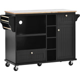 Kitchen Island Cart with Storage Cabinet and Two Locking Wheels, Solid wood Microwave cabinet