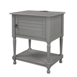 Versatile Nightstand with Two Built-in Shelves Cabinet and an Open Storage, USB Charging Design, Gray