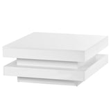 High Gloss Minimalist Design with plug-in 16-color LED Lights, 2-Tier Square Coffee Table