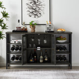 Wine Bar Cabinet, Liquor Storage Credenza, Sideboard with Wine Racks & Stemware Holder