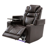 Motion Recliner with USB Charging Port and Hidden Arm Storage, Home Theater Seating with 2 Convenient Cup Holders Design and 360° Swivel Tray Table（old sku: SG000440AAA）