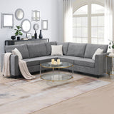 Modern Upholstered Living Room Sectional Sofa with 3 Pillows