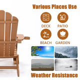 TALE Folding Adirondack Chair with Pullout Ottoman with Cup Holder, Oversized, Poly Lumber,  for Patio Deck Garden, Backyard Furniture, Easy to Install,BROWN. Banned from selling on Amazon